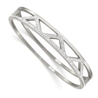 Chisel Stainless Steel Polished Bangle with Preciosa Crystal 10mm Hinged view 1
