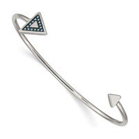 Stainless Steel Polished with Reconstructed Turquoise Triangle Bangle view 1