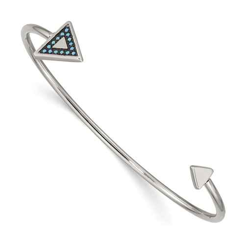 Stainless Steel Polished Bangle with Reconstructed Turquoise Triangle