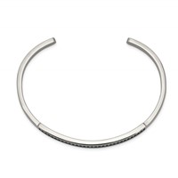 Stainless Steel Polished W Reconstructed Turquoise 5mm Cuff Bangle view 2