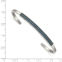 Stainless Steel Polished W Reconstructed Turquoise 5mm Cuff Bangle view 3