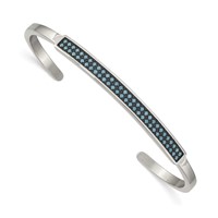 Stainless Steel Polished W Reconstructed Turquoise 5mm Cuff Bangle view 1