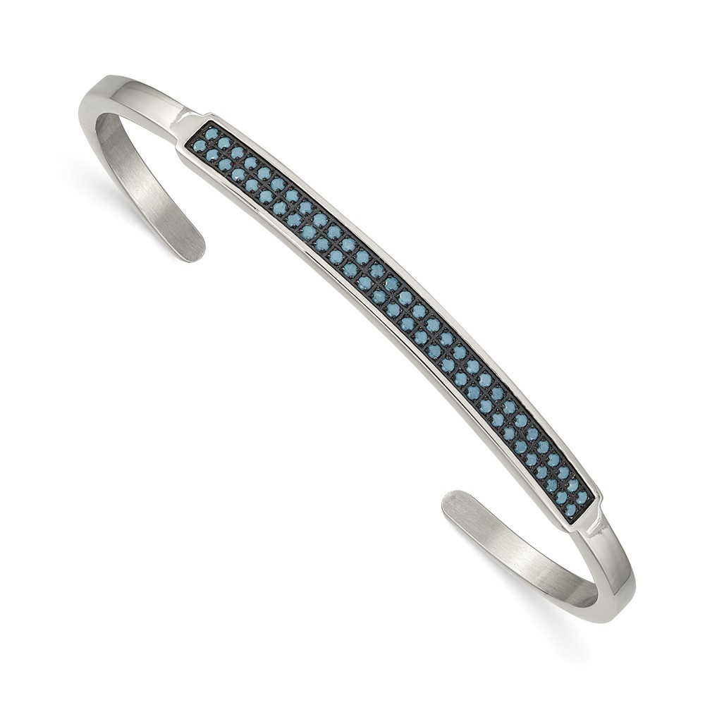 Stainless Steel Polished w/Reconstructed Turquoise 5mm Cuff Bangle