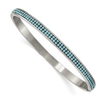 Stainless Steel Polished Bangle with Preciosa Crystal 4.75mm Hinged view 1