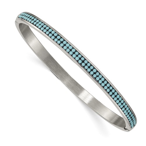 Stainless Steel Polished Bangle with Preciosa Crystal 4.75mm Hinged