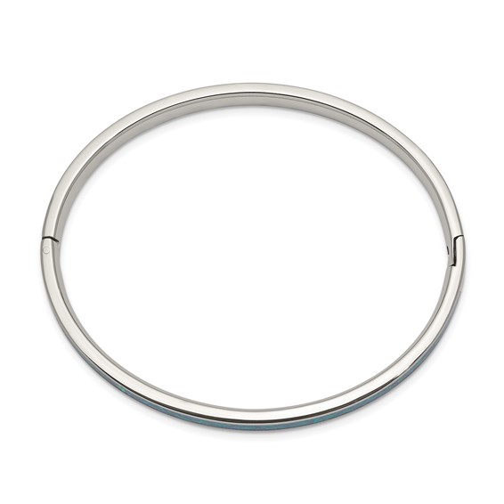 Chisel Stainless Steel Polished Imitation Opal 4.75mm Hinged Bangle