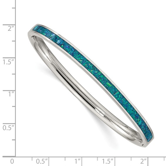 Chisel Stainless Steel Polished Imitation Opal 4.75mm Hinged Bangle
