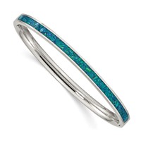 Chisel Stainless Steel Polished Imitation Opal 4.75mm Hinged Bangle view 1