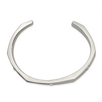 Chisel Stainless Steel Polished Bangle with Crystals 6mm Cuff view 2