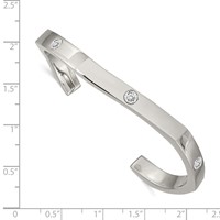 Chisel Stainless Steel Polished Bangle with Crystals 6mm Cuff view 3