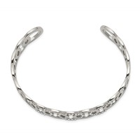 Chisel Stainless Steel Polished Bangle with Crystals 14.5mm Circles Cuff view 2