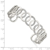 Chisel Stainless Steel Polished Bangle with Crystals 14.5mm Circles Cuff view 3