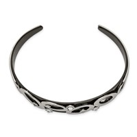 Chisel Stainless Steel Polished Black IP-plated Bangle with Crystals Cuff view 2