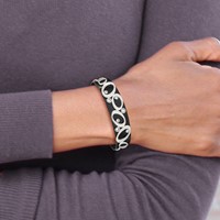 Chisel Stainless Steel Polished Black IP-plated Bangle with Crystals Cuff view 4