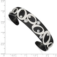 Chisel Stainless Steel Polished Black IP-plated Bangle with Crystals Cuff view 3
