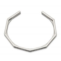 Stainless Steel Polished Bangle with Crystal 7mm Cuff view 2