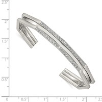 Stainless Steel Polished Bangle with Crystal 7mm Cuff view 3
