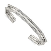 Stainless Steel Polished Bangle with Crystal 7mm Cuff view 1
