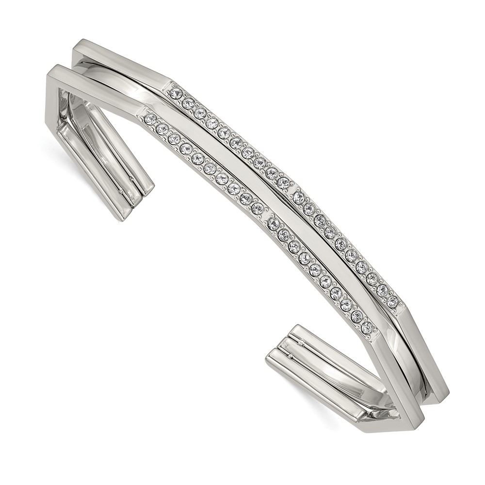 Stainless Steel Polished with Crystals from Swarovski 7mm Cuff Bangle