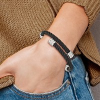 Chisel Stainless Steel Brushed and Polished Black IP-plated Wire Flexible Bangle view 4