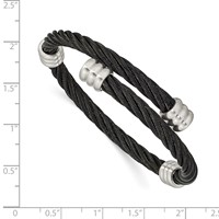 Chisel Stainless Steel Brushed and Polished Black IP-plated Wire Flexible Bangle view 3