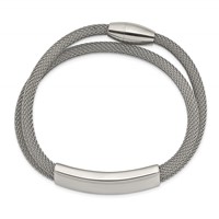 Chisel Stainless Steel Polished Mesh 2-Strand Adjustable ID Bracelet view 2