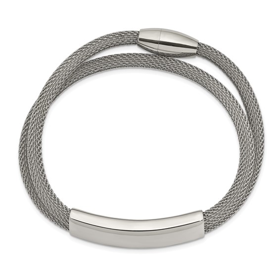 Chisel Stainless Steel Polished Mesh 2-Strand Adjustable ID Bracelet