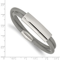 Chisel Stainless Steel Polished Mesh 2-Strand Adjustable ID Bracelet view 3