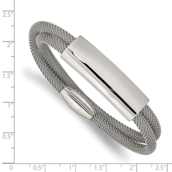 Chisel Stainless Steel Polished Mesh 2-Strand Adjustable ID Bracelet