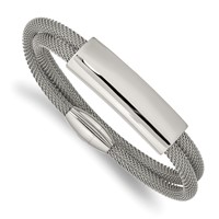 Chisel Stainless Steel Polished Mesh 2-Strand Adjustable ID Bracelet view 1