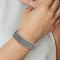 Stainless Steel Polished Mesh 3-Strand Bracelet, 7.5" view 4