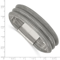 Stainless Steel Polished Mesh 3-Strand Bracelet, 7.5" view 3