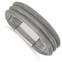 Stainless Steel Polished Mesh 3-Strand Bracelet, 7.5" view 1