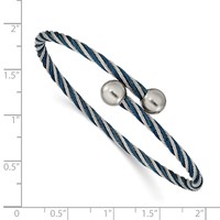 Chisel Stainless Steel Polished Blue IP-plated 3.00mm Flexible Bangle view 3