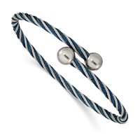 Chisel Stainless Steel Polished Blue IP-plated 3.00mm Flexible Bangle view 1