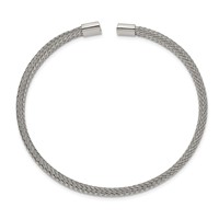 Chisel Stainless Steel Polished 6mm Mesh Wire Cuff Bangle view 2