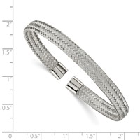 Chisel Stainless Steel Polished 6mm Mesh Wire Cuff Bangle view 3