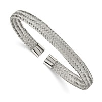 Chisel Stainless Steel Polished 6mm Mesh Wire Cuff Bangle view 1