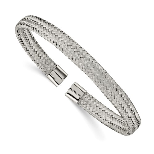 Chisel Stainless Steel Polished 6mm Mesh Wire Cuff Bangle