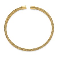 Chisel Stainless Steel Polished Yellow IP-plated 6mm Mesh Wire Cuff Bangle view 2