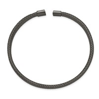Chisel Stainless Steel Polished Black IP-plated 6mm Mesh Wire Cuff Bangle view 2