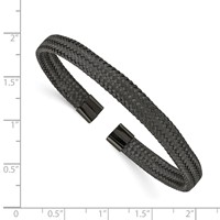 Chisel Stainless Steel Polished Black IP-plated 6mm Mesh Wire Cuff Bangle view 3
