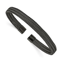 Chisel Stainless Steel Polished Black IP-plated 6mm Mesh Wire Cuff Bangle view 1