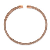 Chisel Stainless Steel Polished Rose IP-plated 6mm Mesh Wire Cuff Bangle view 2