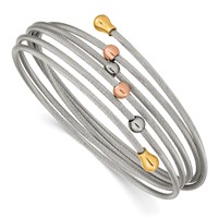 Chisel Stainless Steel Polished Rose and Yellow IP-plated Flexible Coil Bangle view 1