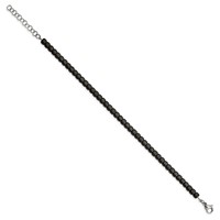 Chisel Stainless Steel Brushed and Polished Square Hematite Beaded Bracelet with 1.25 Inch Extension, 7" view 2
