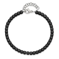 Chisel Stainless Steel Brushed and Polished Square Hematite Beaded Bracelet with 1.25 Inch Extension, 7" view 4