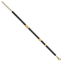 Chisel Stainless Steel Brushed Yellow IP-plated with Square Hematite Beads Bracelet with 1.25 Inch Extension, 7" view 2