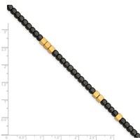 Chisel Stainless Steel Brushed Yellow IP-plated with Square Hematite Beads Bracelet with 1.25 Inch Extension, 7" view 4