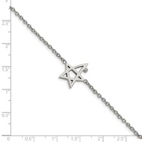 Stainless Steel Polished Bracelet with Crystal with 1in Ext. Star, 7.5" view 4
